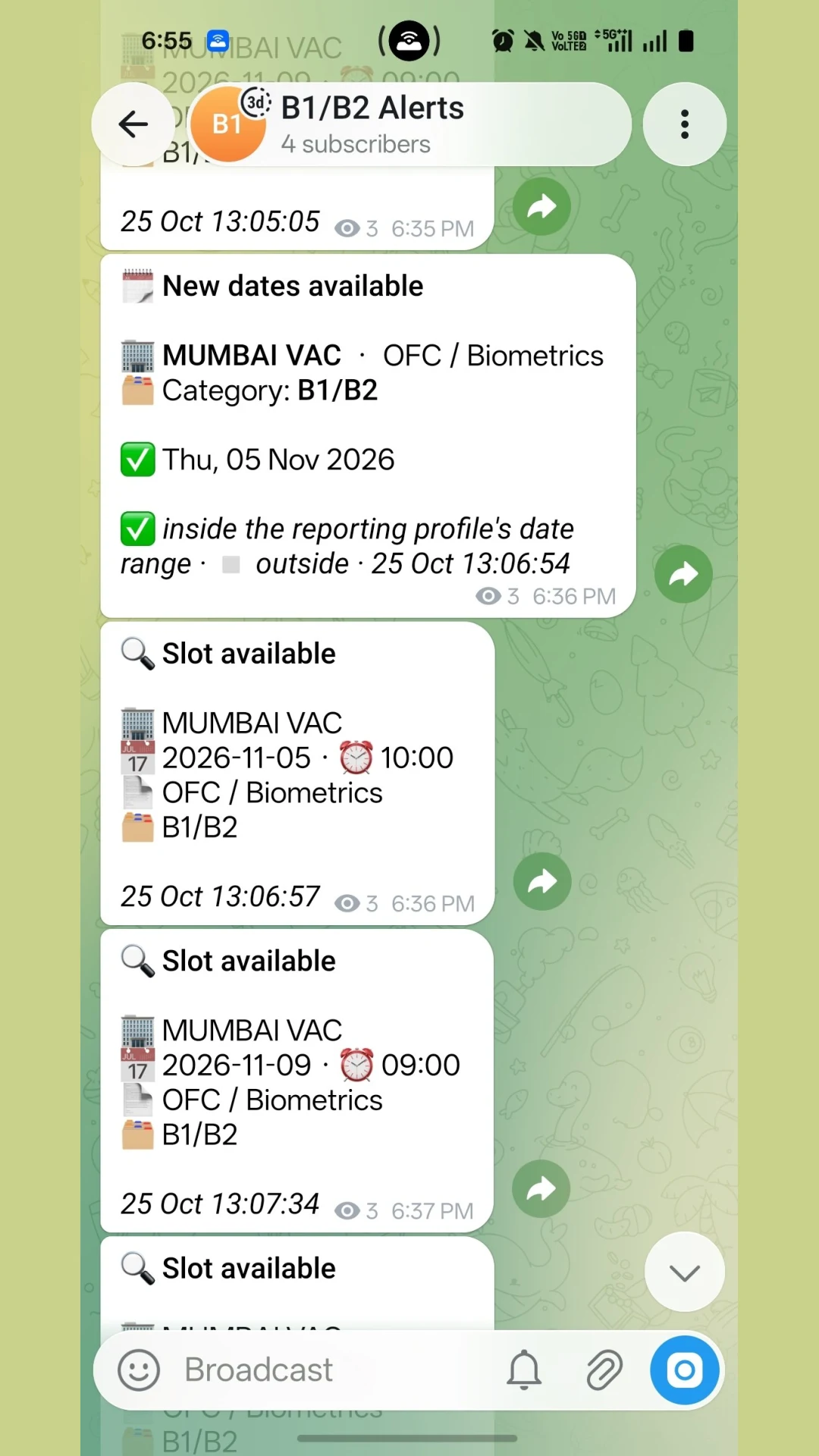 US Visa B1/B2 Telegram Alerts
